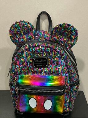 Disney Loungefly Rainbow Sequin Mini Backpack